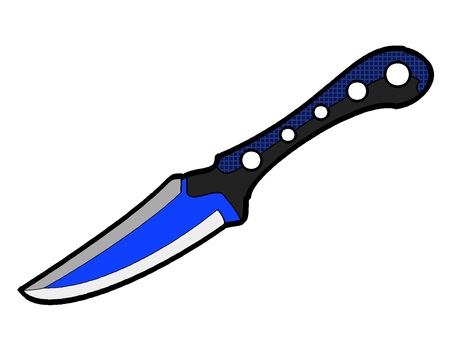 投げナイフのアイコン『青』 ナイフ,携帯,武器,切る,投げる,刺さる,道具,刃,モチーフ,カラーのイラスト素材