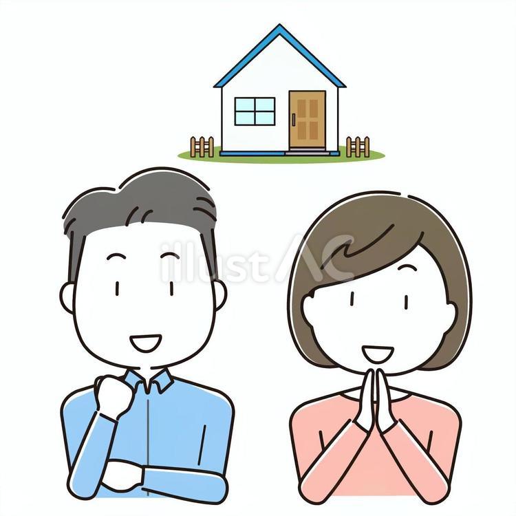 マイホーム計画をする男女 新築,住宅,マイホームのイラスト素材