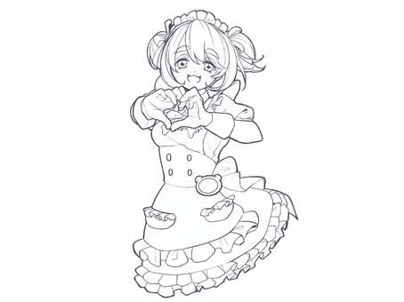 Illustration, a maid, maid cafe, clerk, 