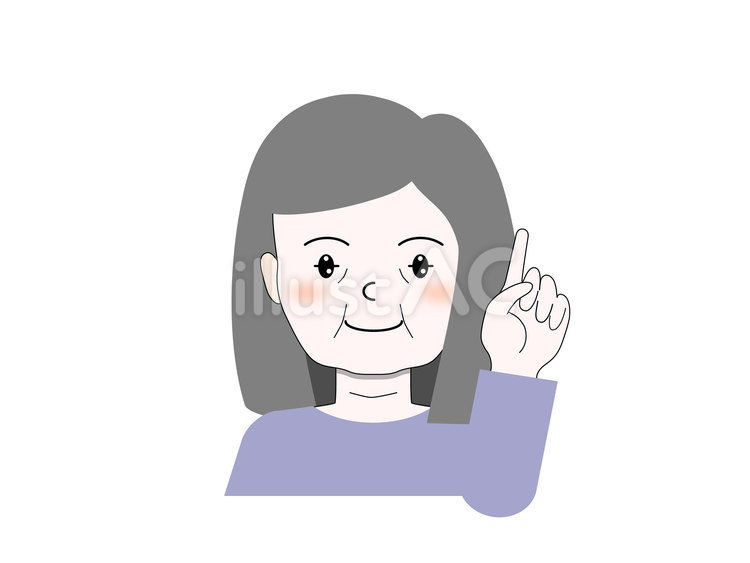 指さしポーズのグレイヘアの女性 女性,高齢者,老人のイラスト素材