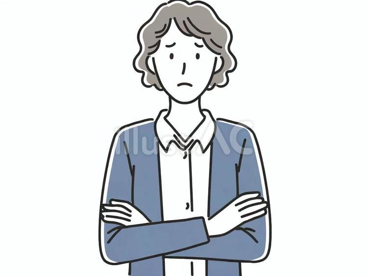 0002_腕を組んで困っている女性 女性,人物,ポーズのイラスト素材