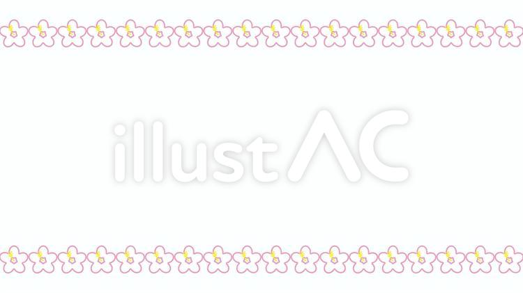 1_枠・ハイビスカス・ピンク・白・上下 ハイビスカス,夏,花のイラスト素材