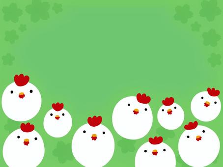 Green background with chickens, , JPG