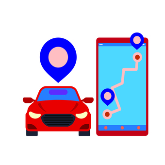 乗り物 036 カーナビ,位置情報,gps,ナビゲーション,地図アプリ,ドライブ,車,スマートフォン,道案内,交通のイラスト素材