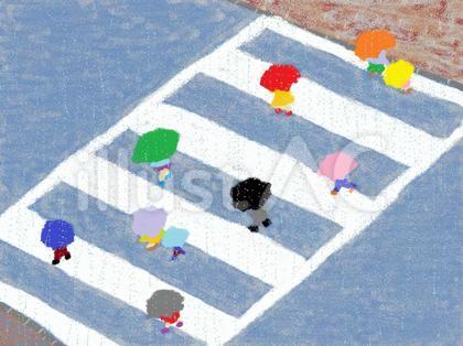 雨の横断歩道