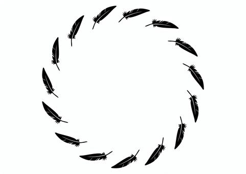 シンプルな羽のリングフレーム15枚　黒 羽,フレーム,リング,鳥,飾り枠,シンプル,可愛い,シルエット,イラスト,ベクターのイラスト素材