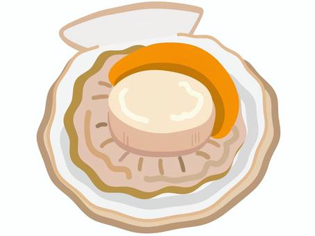 ホタテのアイコン ホタテ,殻付き,帆立,貝柱,シーフード,貝,アイコンのイラスト素材