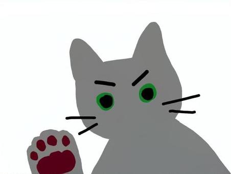 肉球を見せる猫 猫,肉球,猫パンチ,掌,ロシアンブルーのイラスト素材