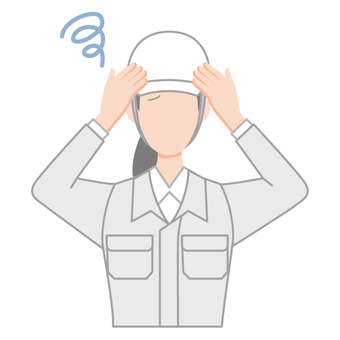 困ったヘルメットを被った建設業の女性 悩む,困る,トラブル,女性,1人,上半身,人,人物,20代,30代のイラスト素材