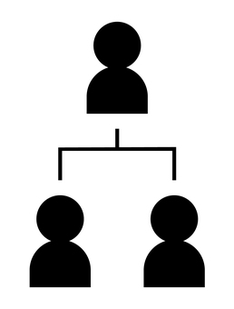 人物の分岐図 人物,組織,フロー,チャート,アイコン,構成,チーム,グループ,シルエット,黒のイラスト素材
