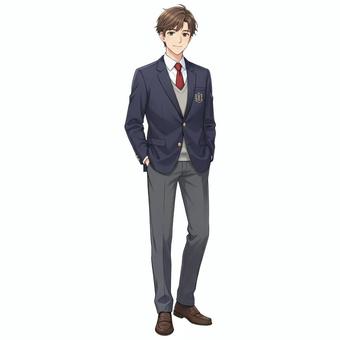 アニメ風の男子高校生のイラスト