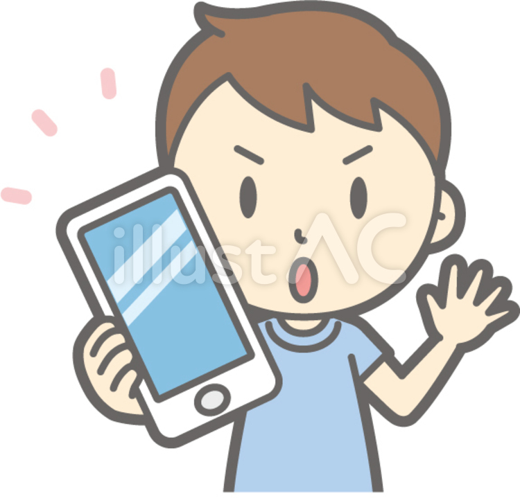 男の子半袖a-スマホ注意-バスト 幼児,子供,保育園のイラスト素材