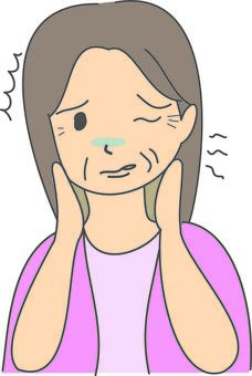 顔半分の違和感2 顔,下がる,症状,顔面神経麻痺,筋肉,神経,動き,顔面神経,状態,表情のイラスト素材