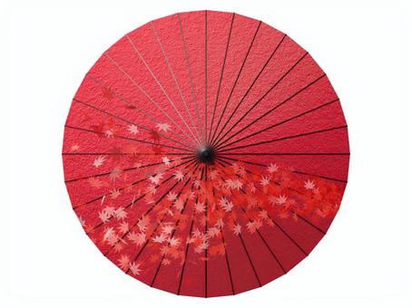 もみじの葉が舞う七五三の和傘赤・背景透過 傘,和柄,和紙,柄,秋,アイコン,唐傘,七五三,から傘,和傘のイラスト素材