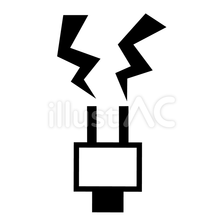 コンセントと電気（黒） コンセント,電気コード,プラグのイラスト素材