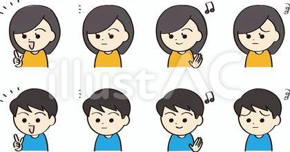 男性と女性の4種類の表情