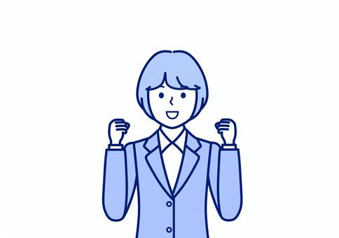やる気満々の先生・教師・会社員の女性 スーツ,先生,教師,講師,会社員,女性,仕事,ビジネス,ol,頑張るのイラスト素材