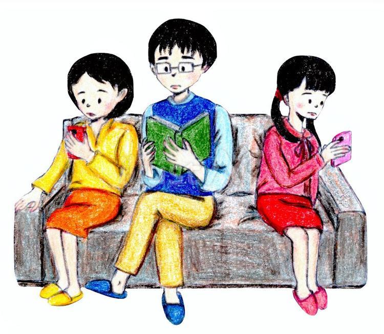 無関心な家族 人物,家族,女性のイラスト素材