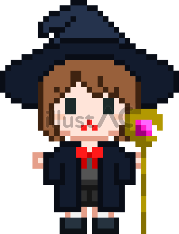 ドット絵の魔法学校の女の子です。 ドット絵,魔法学校,学生のイラスト素材