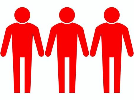 人物　3人　赤 人物,人,ピクトグラム,３人,アイコン,赤,複数,3人組,シルエット,立ってる人のイラスト素材