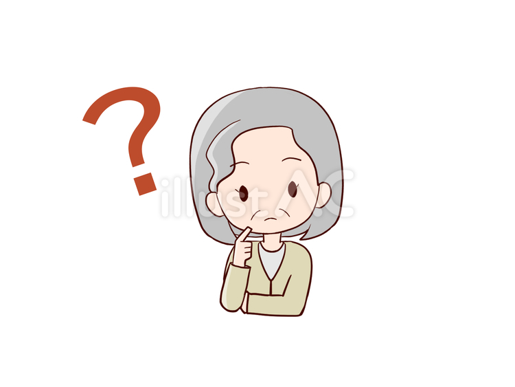 疑問符を浮かべるシニア女性のイラスト シニア,女性,人物のイラスト素材