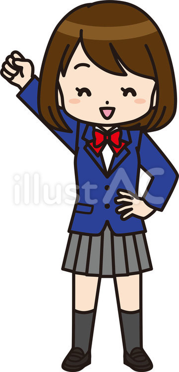 ガッツポーズ女子学生 ブレザー全身 イラスト No 無料イラストなら イラストac