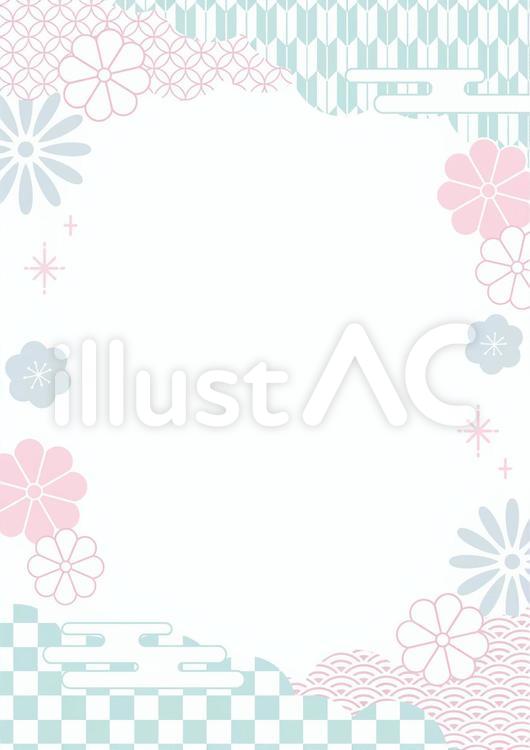 菊と和柄 和柄,和風,フレームのイラスト素材