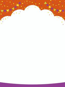 ハロウィンカラーのガーランドと空の背景 ハロウィンカラーのガーランドと空の背景 ハロウィン,フレーム,ガーランド,紙吹雪,もくもく,オレンジ,ハロウィーン,背景,壁紙,枠のイラスト素材