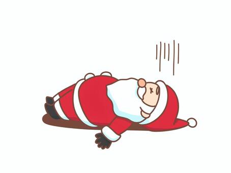 疲れ切ったサンタクロースのイラスト サンタクロース,クリスマス,疲れた,サンタ,げっそり,疲労,倒れる,手描き,横になる,おじいさんのイラスト素材