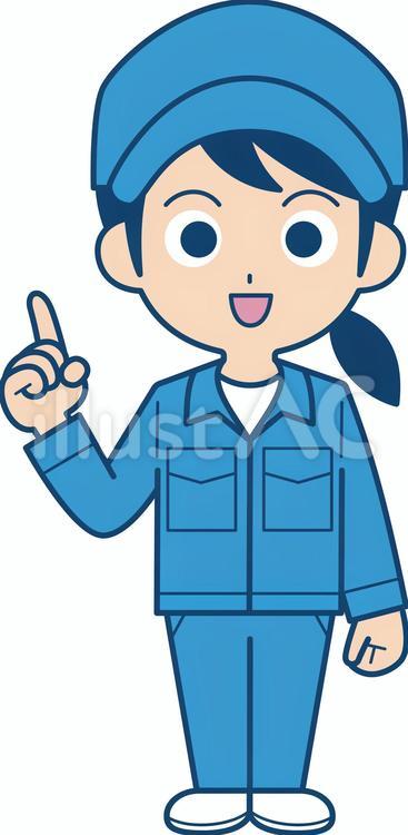 指を差す作業員の女性　帽子 女性,作業員,帽子のイラスト素材