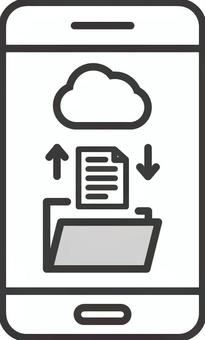 データ管理・クラウドストレージアイコン クラウド,データ,管理,保存,スマートフォン,アップロード,ダウンロード,バックアップ,フォルダ,ファイルのイラスト素材