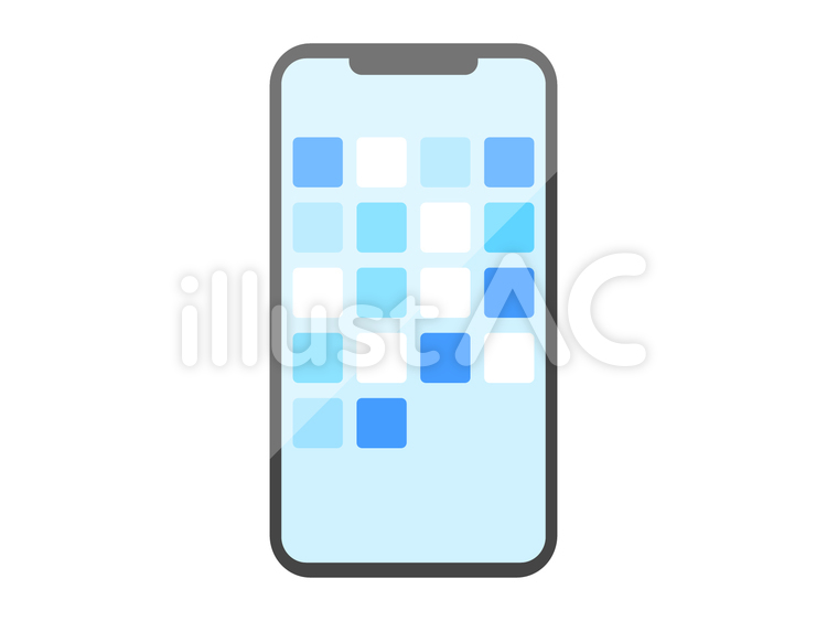アプリが並んでいるスマホの画面　青ver スマホ,スマートフォン,生活のイラスト素材