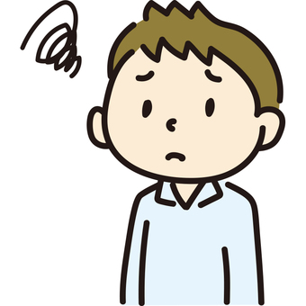 調子が狂う男 男,人,困る,困惑,対話,調子,頓挫,ぐるぐる,閉口,しょんぼりのイラスト素材