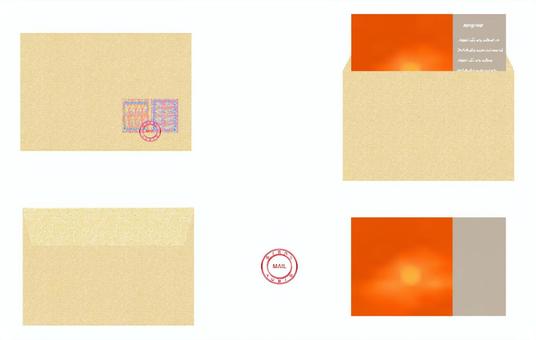 ポストカード ポストカード ポストカード,葉書,郵送,郵便,封筒,切手,押印,夕日,太陽,手紙のイラスト素材