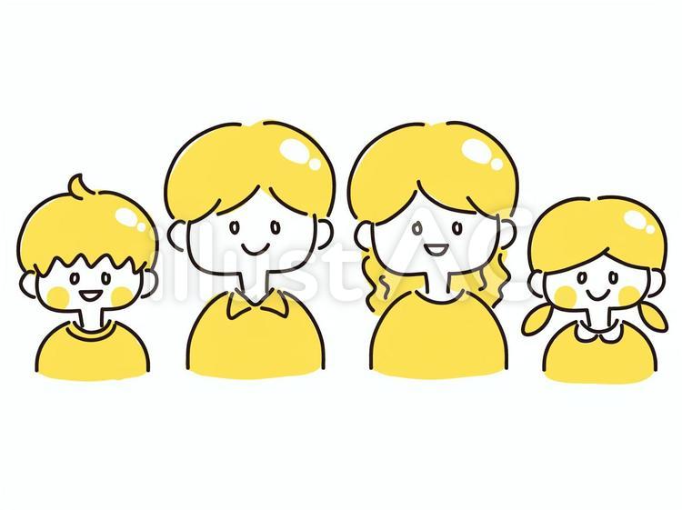 笑顔の家族（黄色） 家族,４人家族,親子のイラスト素材