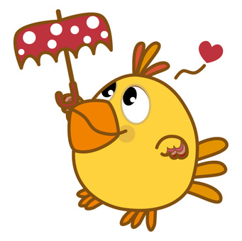 A chick pointing an umbrella, , JPG, PNG and EPS