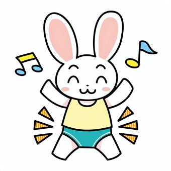 トイレトレーニング 〜パンツ成功〜 ウサギ,パンツ,トイレトレ,トレーニング,成功,笑顔,うれしい,かわいい,ベクター,トイレトレーニングのイラスト素材