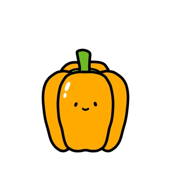 野菜キャラクター(オレンジパプリカ) 野菜キャラクター(オレンジパプリカ) オレンジパプリカ,野菜,キャラクター,顔,挿絵,農家,農業,スーパーマーケットのイラスト素材