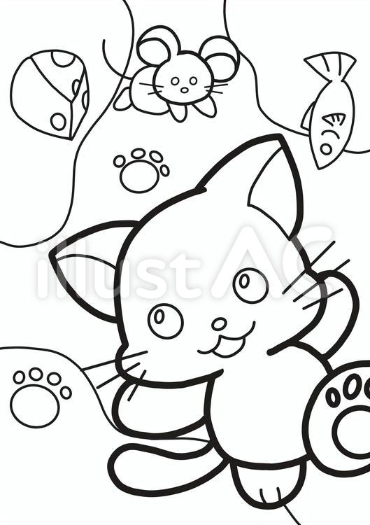 ぬり絵＿ねこ ぬり絵,動物,猫のイラスト素材