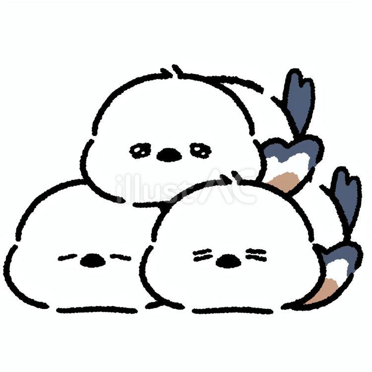 シマエナガ_集まって暖をとる_01 シマエナガ,鳥,動物のイラスト素材