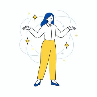 キラッと自信あふれるビジネスウーマン 人物,女性,ビジネス,自信,達成,笑顔,魅力,輝き,成功,前向きのイラスト素材