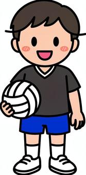 黒のバレーボールの男の子です。 バレーボール,シンプル,スポーツ,体育,クラブ,部活,サークル,運動,球技,競技のイラスト素材