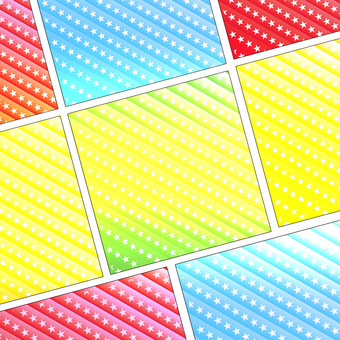 コマ割り　 コマ割り,漫画,星,並ぶ,斜め,背景,ポップ,カラフル,グラデのイラスト素材