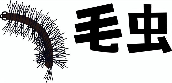 毛虫　 毛虫,トゲトゲ,害虫,昆虫,生き物,気持ち悪い,漢字,シルエットのイラスト素材