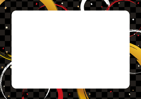 黒と輪の和柄フレーム01_26 フレーム,枠,背景,和風,和柄,和,正月,新春,節分,年賀状のイラスト素材