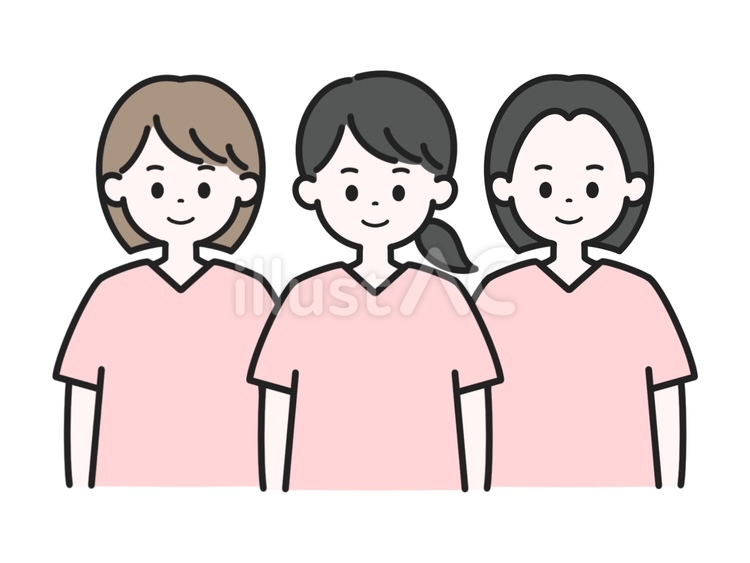3人の女性医療スタッフ（ピンク） 看護師,助産師,チームのイラスト素材
