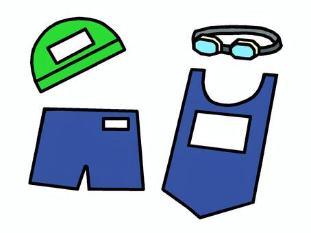 水着 水着,小学校,プール,授業,体育,ゴーグル,スイムキャップ,イラストのイラスト素材