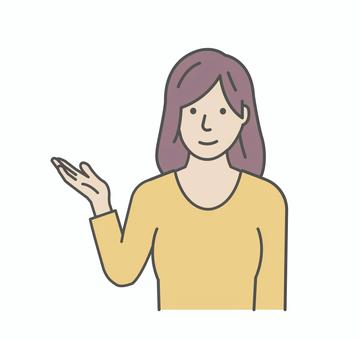 若い女性イラスト / 薦める・紹介する 人物,紹介,日本人,女性,薦める,ナビゲーション,ご案内,ガイダンス,上半身,若いのイラスト素材