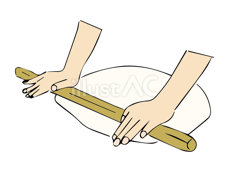 生地を伸ばす手元 生地,伸ばす,料理のイラスト素材