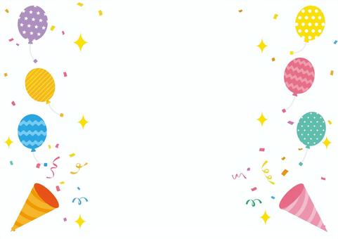 カラフルでポップな柄の風船とクラッカー